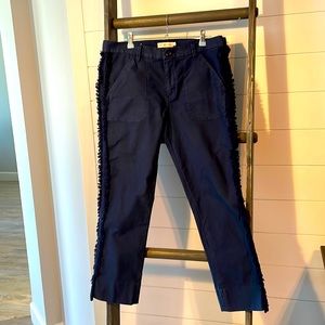 Tory Burch Navy Blue Cotton Fringe Pants